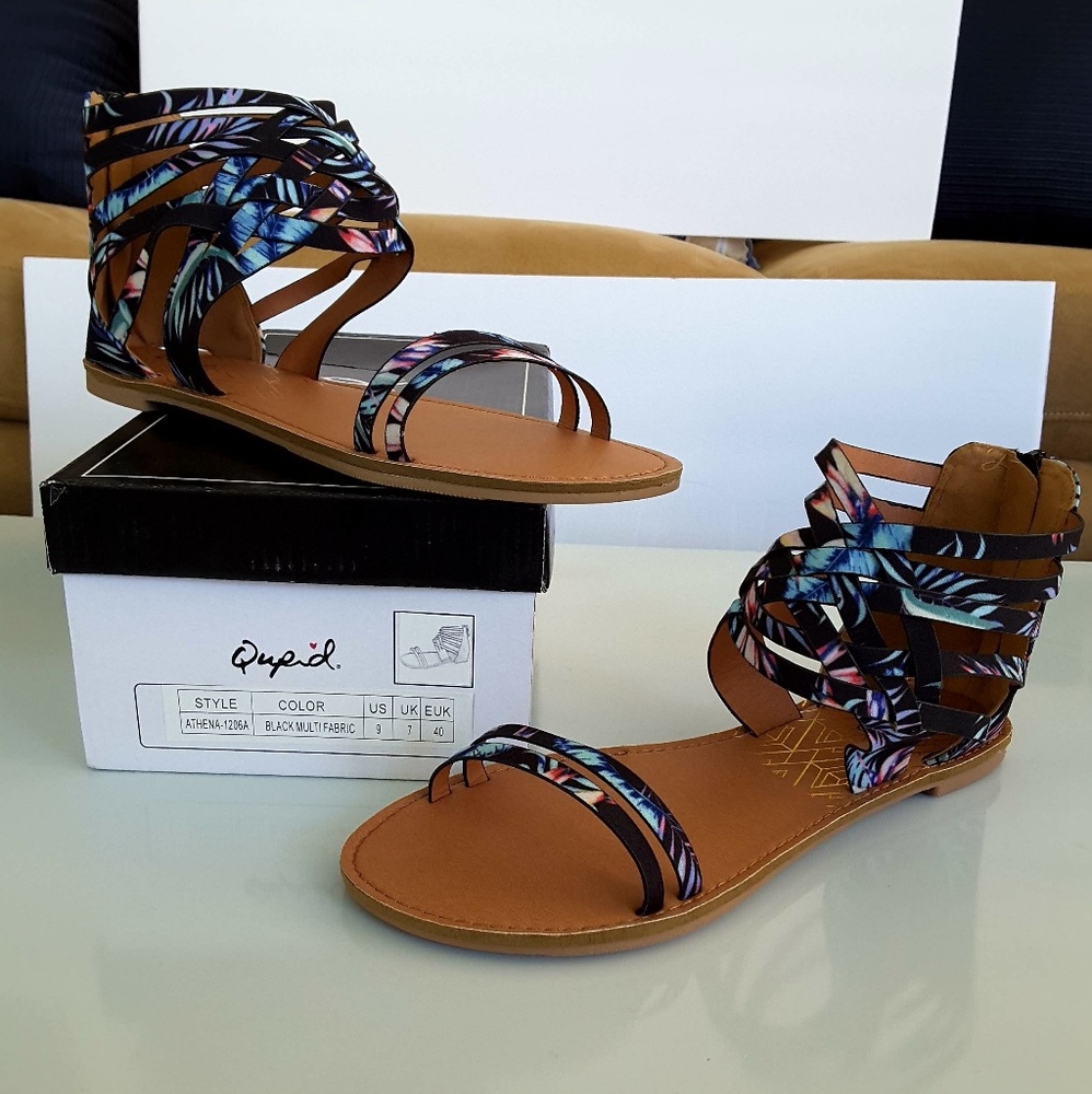 Strappy ankle wrap floral sandal - Picture 3 of 8
